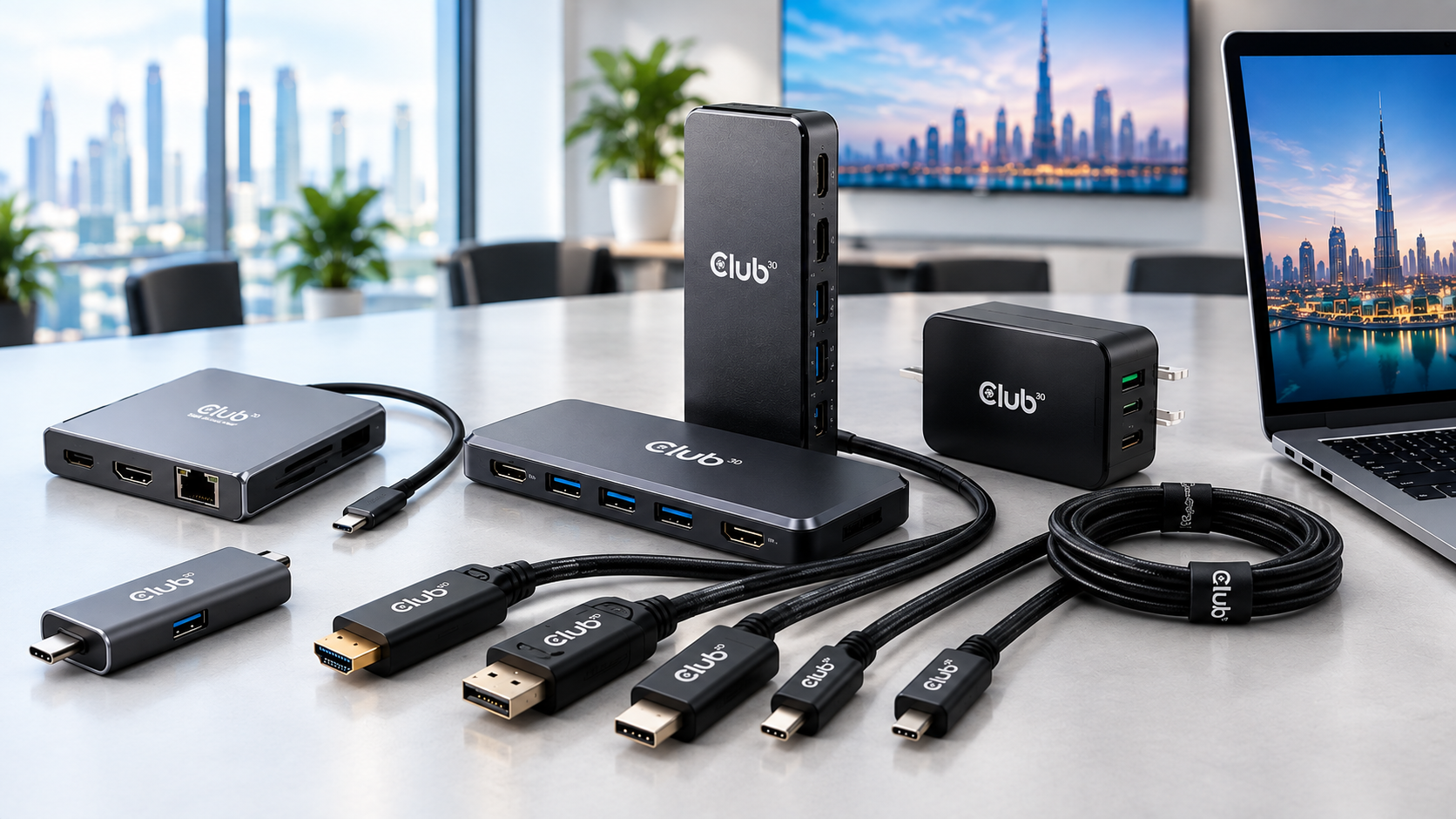 Club 3D connectivity products including docks, hubs, adapters and cables
