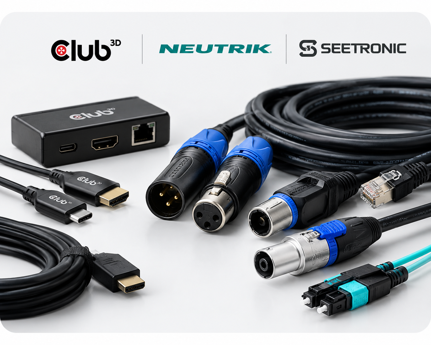 Club 3D, Neutrik and Seetronic cables and connectors