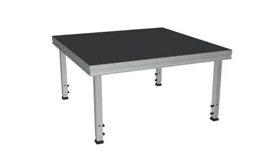 Portable adjustable aluminum stage platform with plywood deck